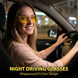 Myiaur Polarized Night Vision Glasses for Women, Anti Glare Yellow Lens Night Driving Glasses for Nighttime UV400 Protection