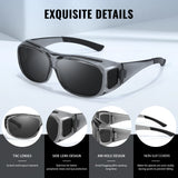 Myiaur Fit Over Glasses Sunglasses for Men Women， Polarized UV400 Protection, Anti-Glare for Driving & Outdoor Activities