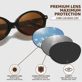 Myiaur Retro Oval Sunglasses for Women, Premium Acetate Trendy Designer Sun Glasses, Polarized UV400 Protection Lens