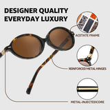Myiaur Retro Oval Sunglasses for Women, Premium Acetate Trendy Designer Sun Glasses, Polarized UV400 Protection Lens