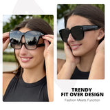 Myiaur Polarized Fit Over Sunglasses for Women UV400 Whitetortoise