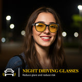 Myiaur Night Vision Driving Glasses for Womens, Polarized Reduce Glare Enhance Visual Ability Yellow Tinted Lens at Nighttime