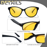 Myiaur Night Vision Driving Glasses for Women, Polarized Anti Glare Yellow Lens Glasses for Nighttime, UV400 Protection