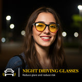 Myiaur Night Vision Driving Glasses for Womens, Polarized Reduce Glare Enhance Visual Ability Yellow Tinted Lens at Nighttime