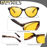 Myiaur Night Vision Driving Glasses for Women, Polarized Anti Glare Yellow Lens Glasses for Nighttime, UV400 Protection