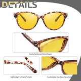 Myiaur Night Vision Driving Glasses for Women, Polarized Anti Glare Yellow Lens Glasses for Nighttime, UV400 Protection