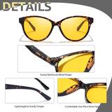 Myiaur Night Vision Driving Glasses for Women, Polarized Anti Glare Yellow Lens Glasses for Nighttime, UV400 Protection