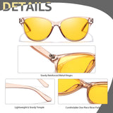 Myiaur Night Vision Driving Glasses for Women, Polarized Anti Glare Yellow Lens Glasses for Nighttime, UV400 Protection