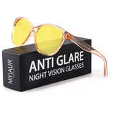 Myiaur Night Vision Driving Glasses for Women, Polarized Anti Glare Yellow Lens Glasses for Nighttime, UV400 Protection