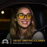 Myiaur Night Vision Driving Glasses for Womens, Polarized Reduce Glare Enhance Visual Ability Yellow Tinted Lens at Nighttime