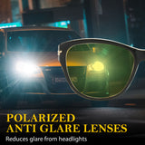 Myiaur Night Vision Driving Glasses for Womens, Polarized Reduce Glare Enhance Visual Ability Yellow Tinted Lens at Nighttime