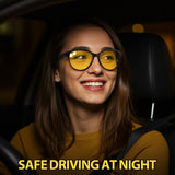 Myiaur Night Vision Driving Glasses for Women, Polarized Anti Glare Yellow Lens Glasses for Nighttime, UV400 Protection