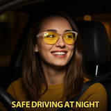 Myiaur Night Vision Driving Glasses for Women, Polarized Anti Glare Yellow Lens Glasses for Nighttime, UV400 Protection