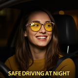 Myiaur Night Vision Driving Glasses for Women, Polarized Anti Glare Yellow Lens Glasses for Nighttime, UV400 Protection