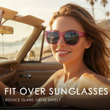 Myiaur Fit Over Glasses Sunglasses for Women, Polarized Sunglasses with UV400 Protection, Reduce Glare for Driving(2 Packs)