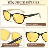 Myiaur Night Vision Driving Glasses for Womens, Polarized Reduce Glare Enhance Visual Ability Yellow Tinted Lens at Nighttime