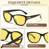 Myiaur Night Vision Driving Glasses for Womens, Polarized Reduce Glare Enhance Visual Ability Yellow Tinted Lens at Nighttime