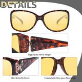 Myiaur Night Vision Driving Glasses for Women, Polarized Yellow Lens Nighttime Glasses for Glare Reduction