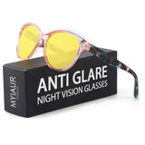 Myiaur Night Vision Driving Glasses for Women, Polarized Anti Glare Yellow Lens Glasses for Nighttime, UV400 Protection