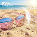 Myiaur Women's Polarized Sunglasses with Mirrored Lens & UV400 Protection - Trendy & Stylish Large Sun Glasses