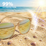 Myiaur Women's Polarized Sunglasses with Mirrored Lens & UV400 Protection - Trendy & Stylish Large Sun Glasses