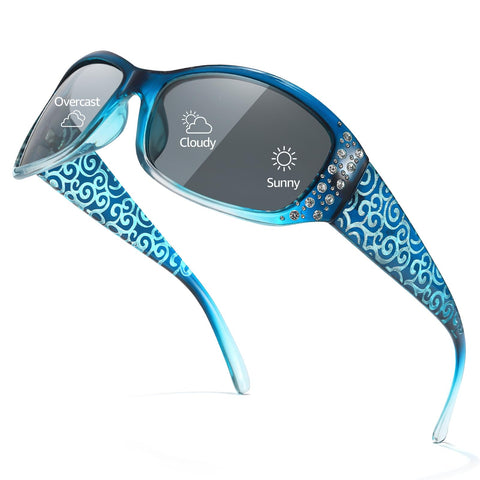 Myiaur Photochromic Polarized Sunglasses for Women, Trendy Wrap Around UV400 Shade for Driving & Outdoors