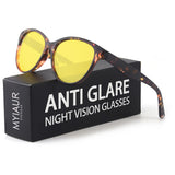 Myiaur Night Vision Driving Glasses for Women, Polarized Anti Glare Yellow Lens Glasses for Nighttime, UV400 Protection