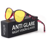 Myiaur Night Vision Driving Glasses for Women, Polarized Anti Glare Yellow Lens Glasses for Nighttime, UV400 Protection